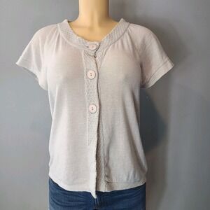 Anthropologie Tulle Soft Cardigan Sweater Womens Sz Medium Icy Blue Twee Y2K